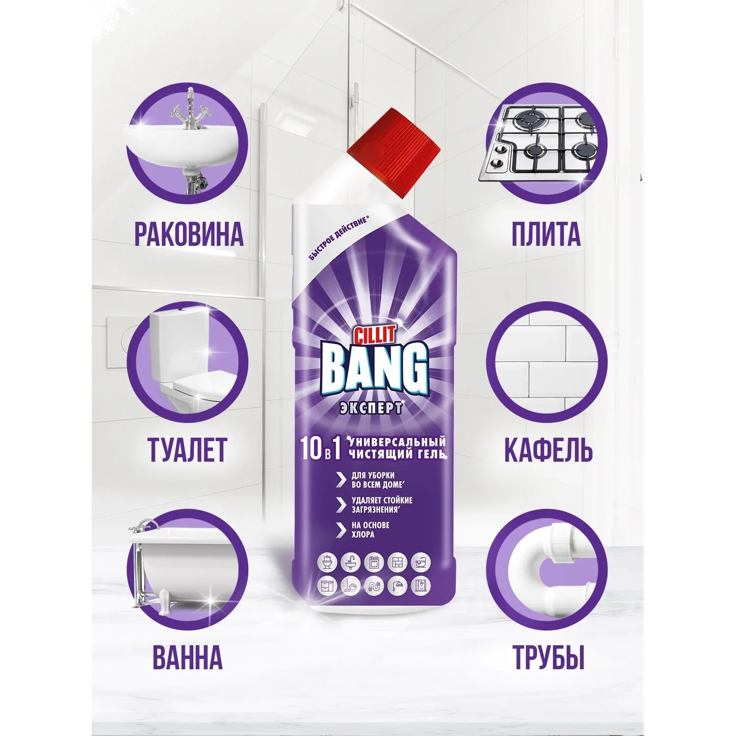 Универсальное чистящее средство Cillit Bang/Brillit гель 10в1,750 мл - фото 8
