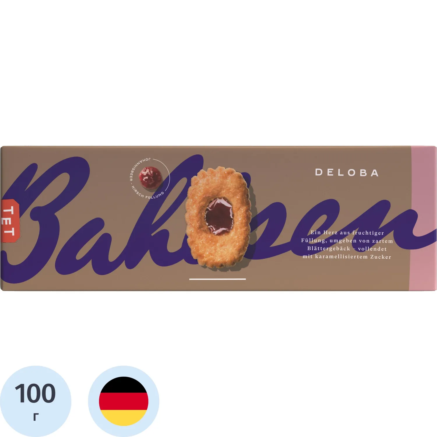 Печенье Banlsen Делоба cлоеное с желе красной смородины и вишни, 100г - фото 1