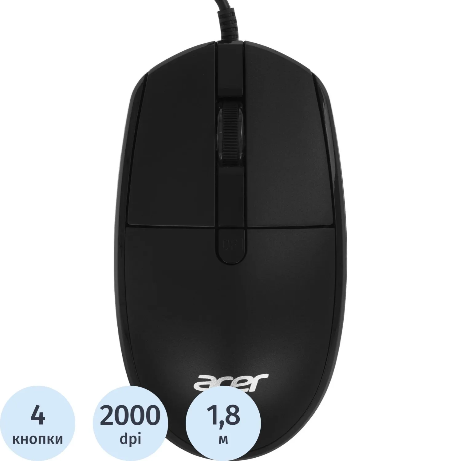 Мышь компьютерная Acer OMW401 черный оптич. 2000dpi USB 4but (ZL.MCEEE.031) - фото 1
