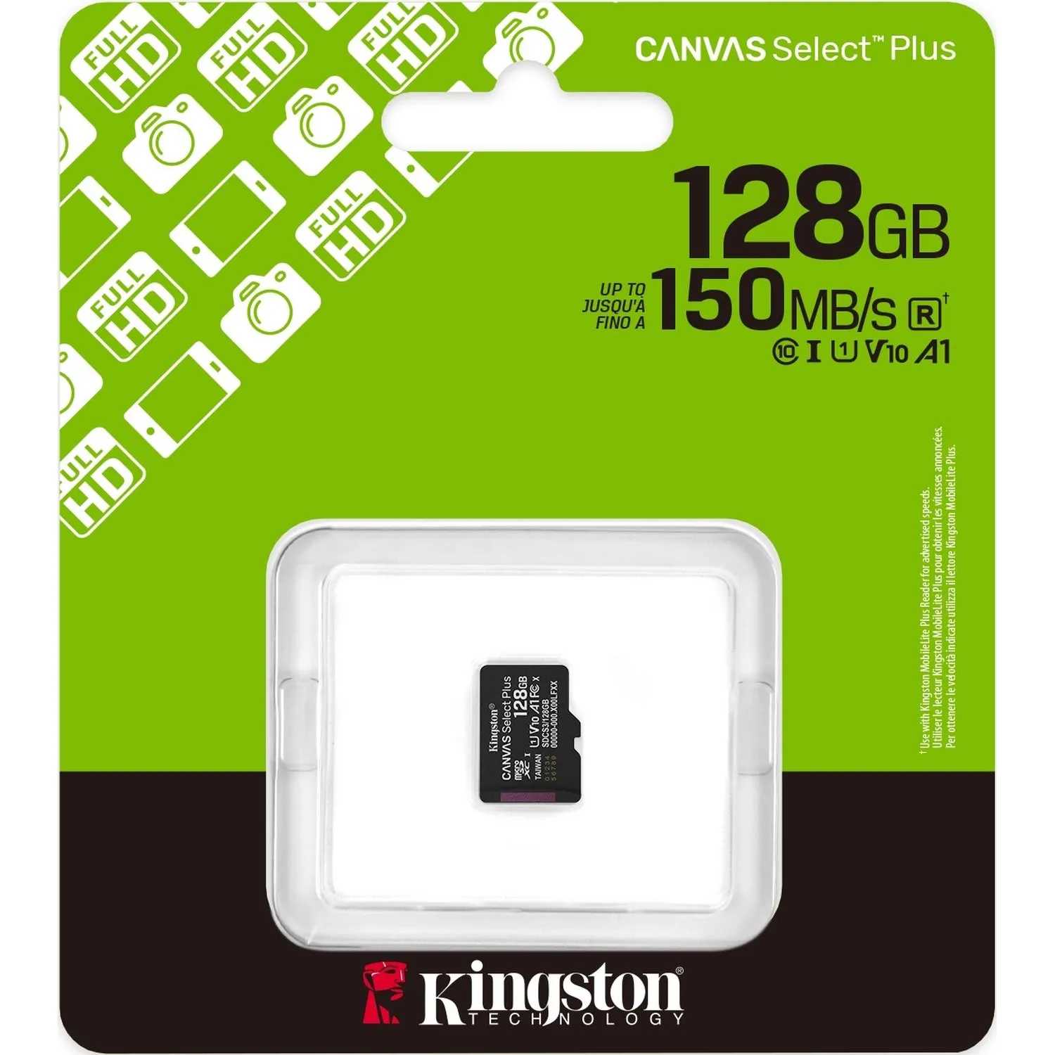 Карта памяти Kingston micro SDXC,128GB,Canvas Select Plus,150MB/s,без адапт - фото 2