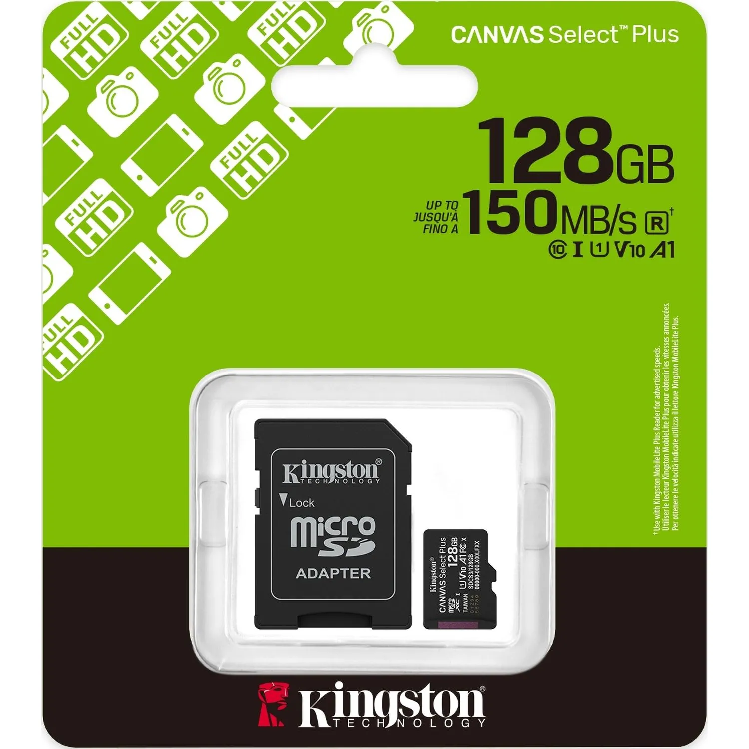 Карта памяти Kingston micro SDXC,128GB,Canvas Select Plus,150MB/s,с адапт - фото 4