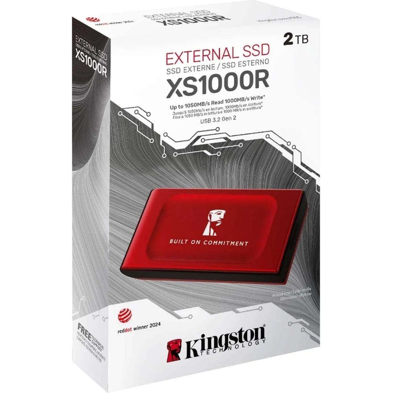 Портативный SSD накопитель Kingston SSD XS1000R,2000GB,Red SXS1000R/2000GA - фото 3