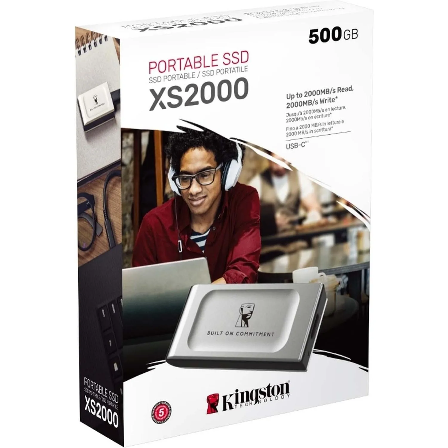 Портативный SSD накопитель Kingston SSD XS2000,500GB,Silver SXS2000/500GA - фото 3