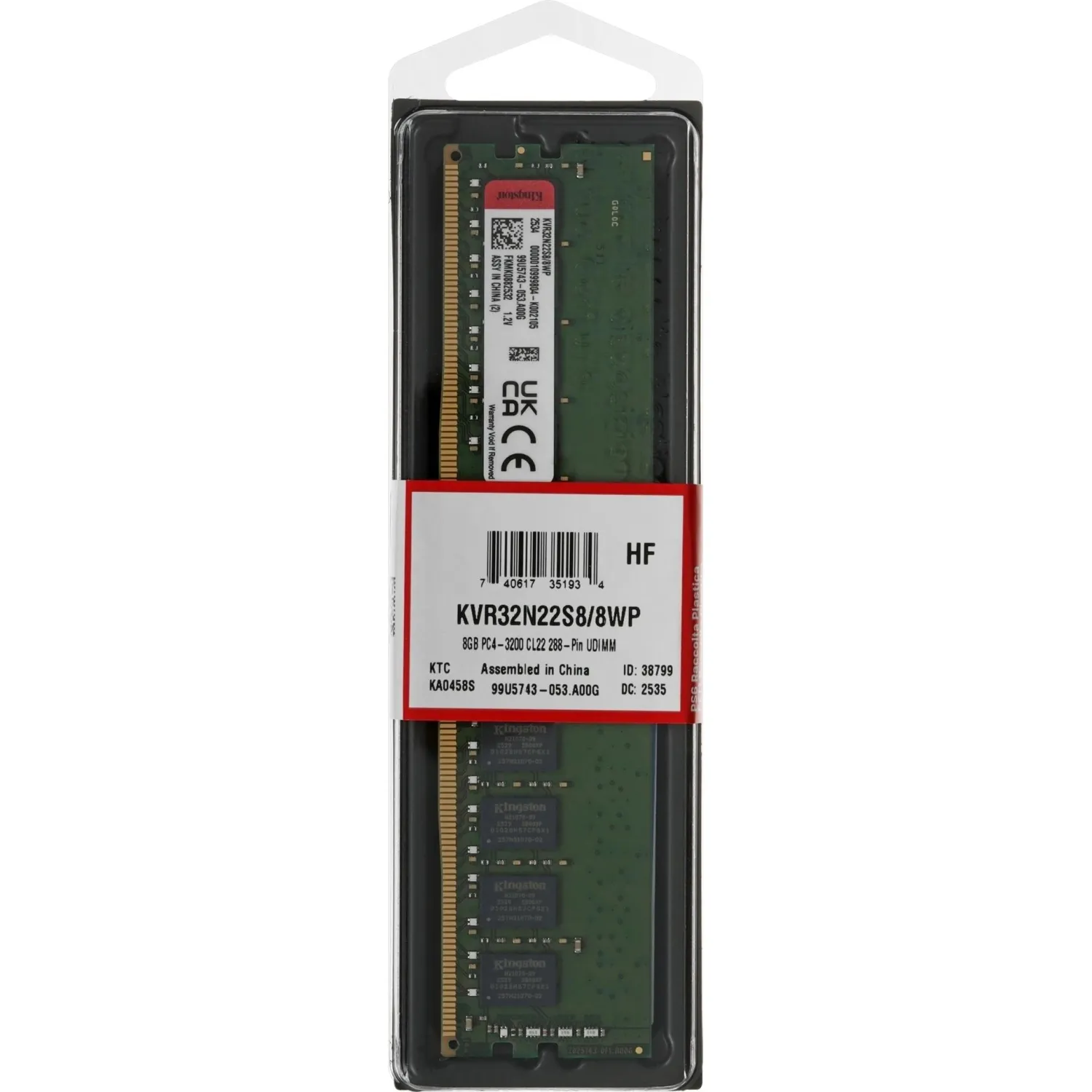 Модуль памяти Kingston DIMM DDR4 8Gb 3200Мгц(KVR32N22S8/8WP) - фото 3