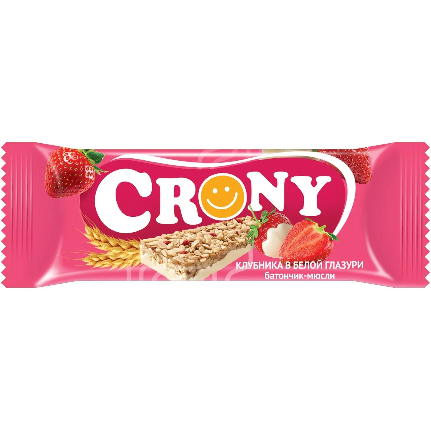 Батончик мюсли CRONY Клубника в белой глазури. 50гх12шт/уп - фото 2