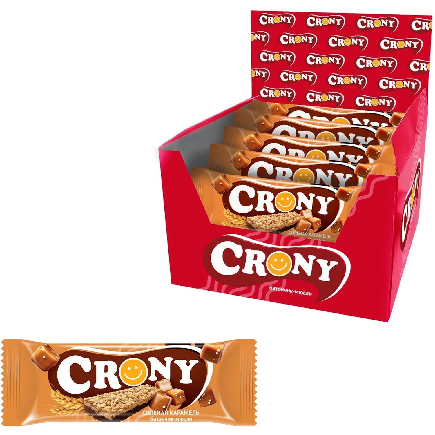 Батончик мюсли CRONY Солёная карамель. 50гх12шт/уп - фото 1