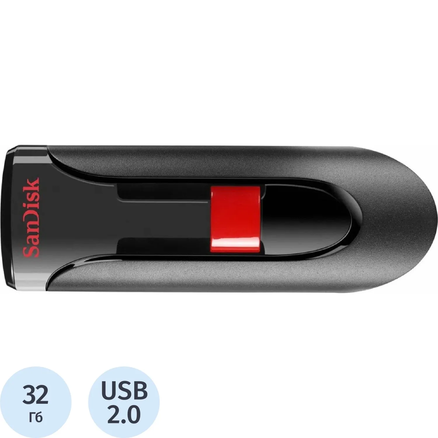 Флеш-память 32GB SanDisk CZ60 Cruzer Glide, USB 2.0 Black (SDCZ60-032G-B35) - фото 1