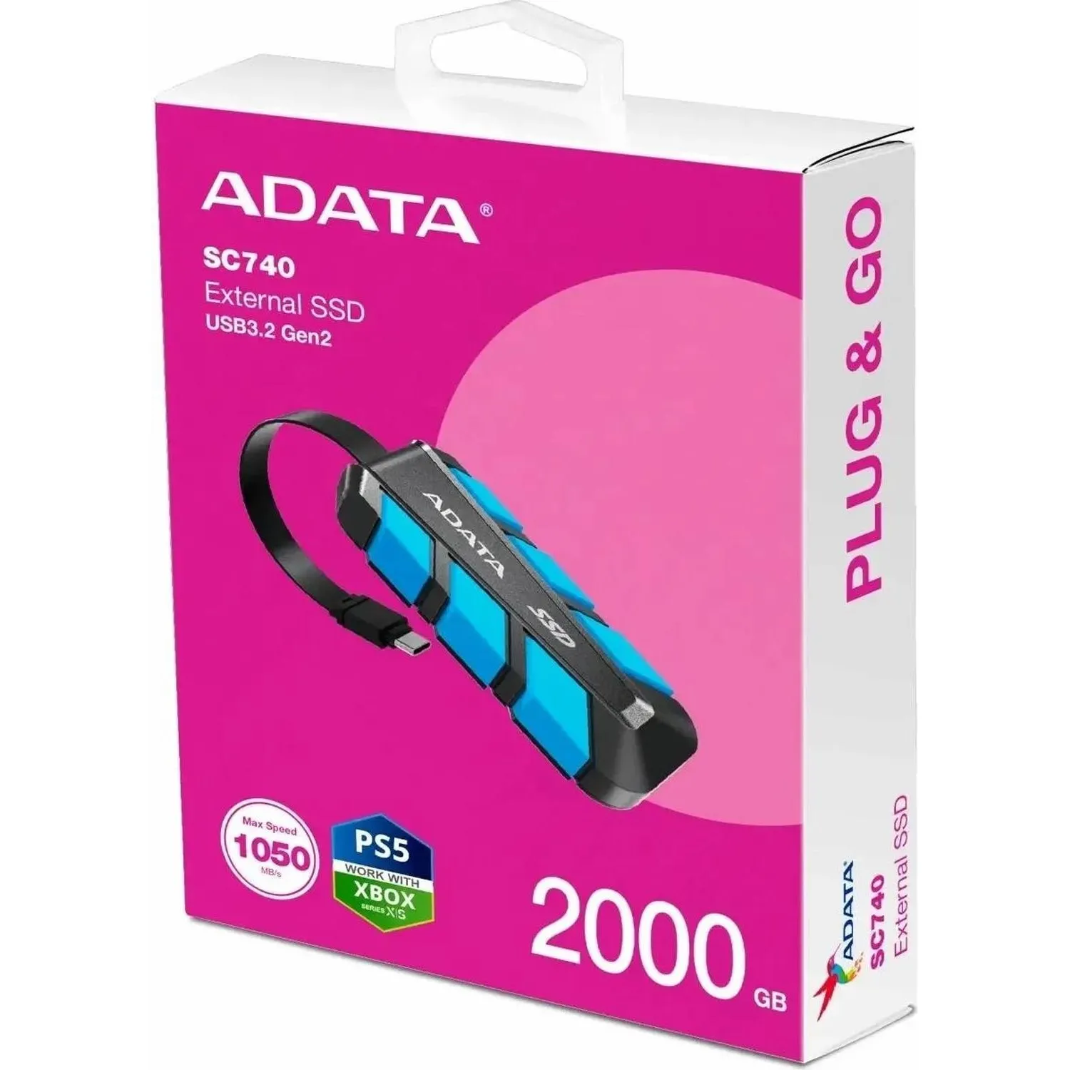 Портативный SSD накопитель ADATA 2TB SC740 син SC740-2000G-CBU - фото 2