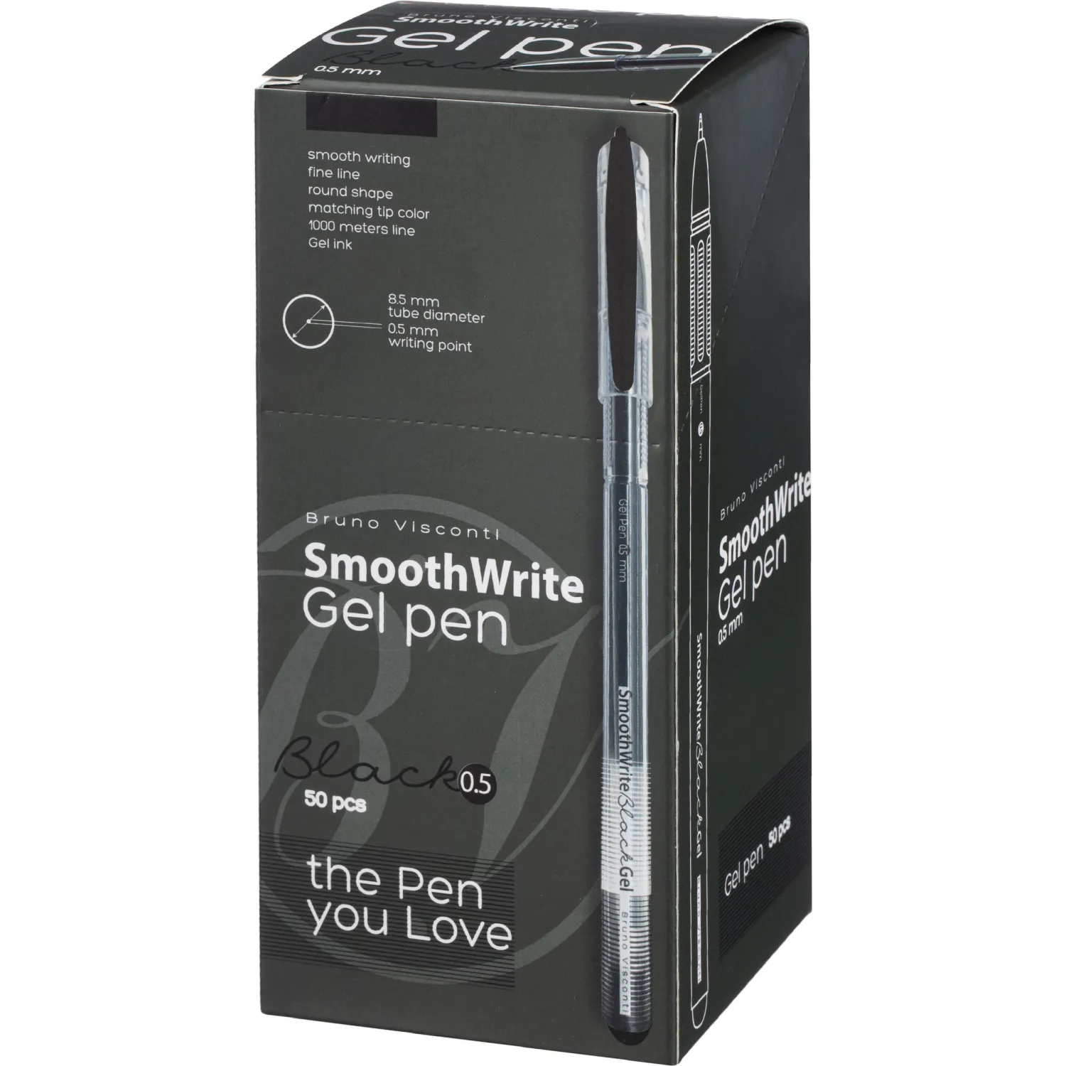 Ручка гелевая неавтомат. SmoothWrite 0.5мм, черный, 20-0393/02 - фото 8