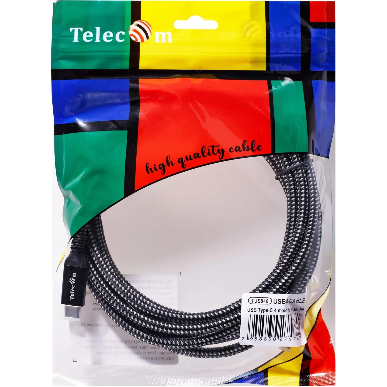 Кабель USB4 TypeCM/CM 8K@30Hz, 40GBps, PD 240W, медь Telecom 3м <TUS840-3M - фото 8
