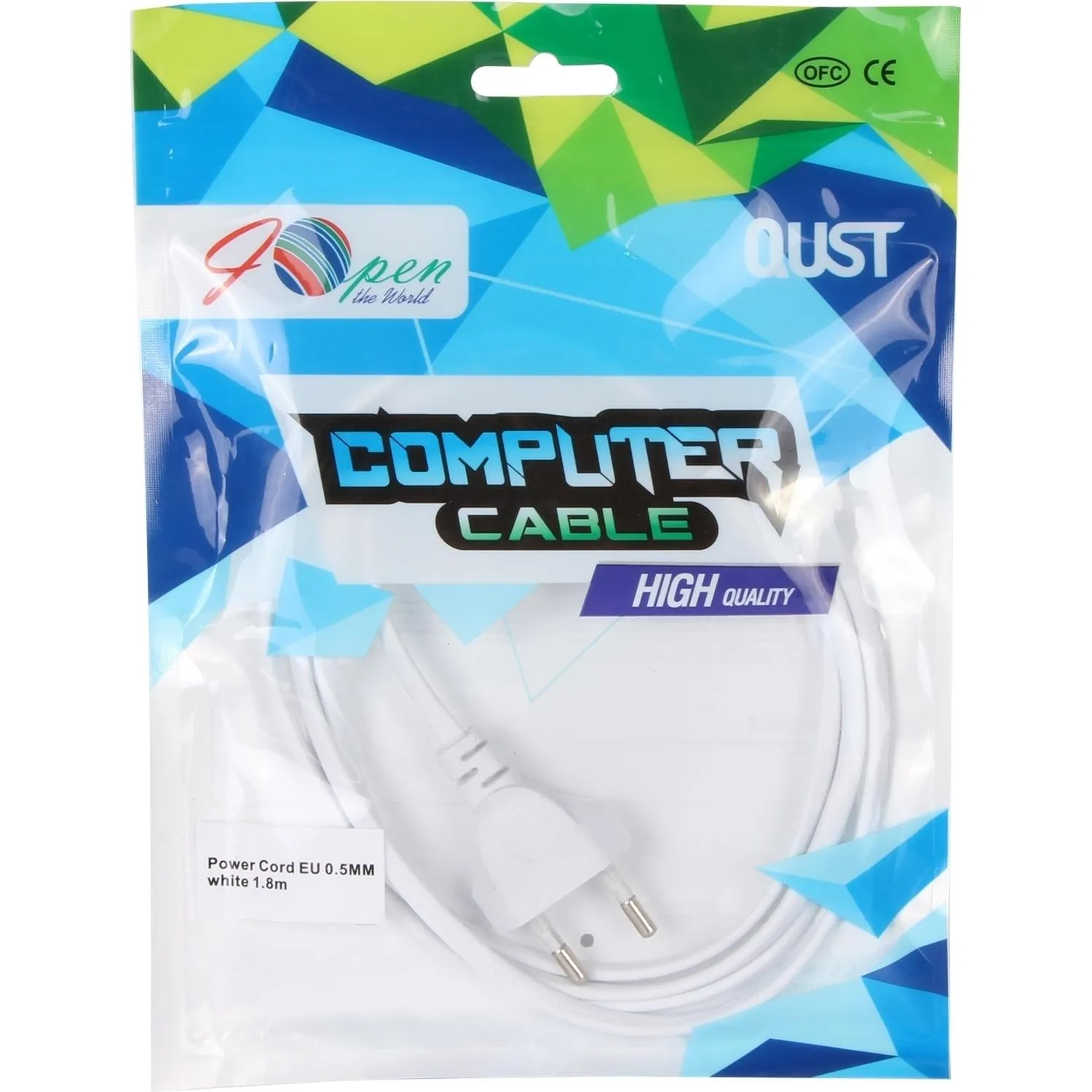Кабель питания IEC-320-C7, 2-pin 1,8m , белый, iOpen<ACE023-W-1.8M - фото 5