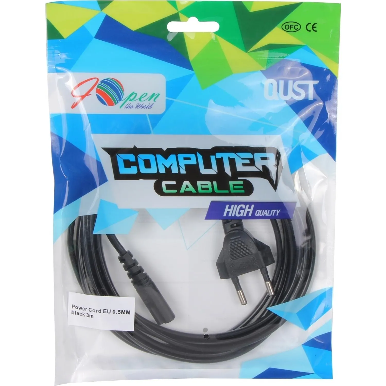 Кабель питания IEC-320-C7, 2-pin 3m ,черный, iOpen<ACE023-3.0M - фото 5
