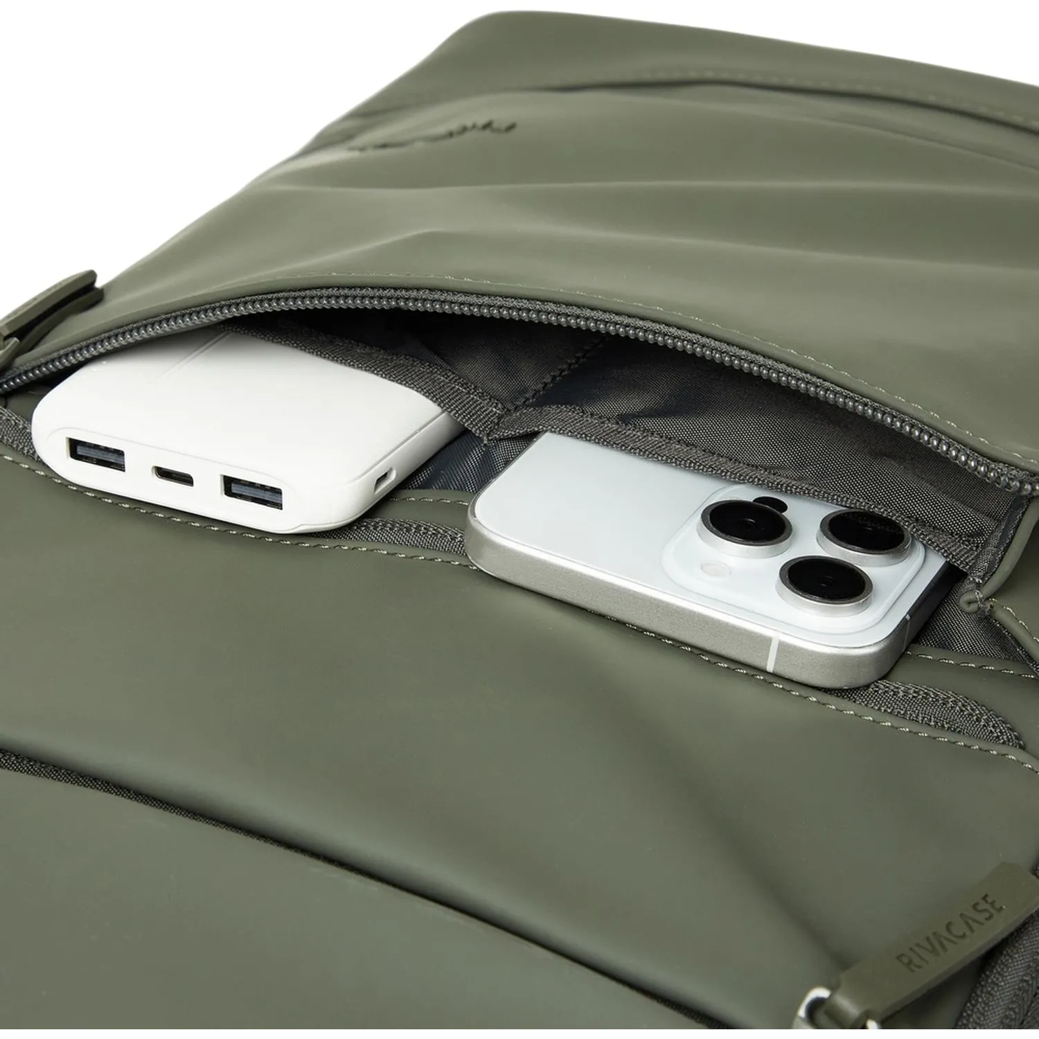 Рюкзак для ноутбука RIVACASE 7856 olive green Eden-ECO 20л, 15.6 /6 - фото 9