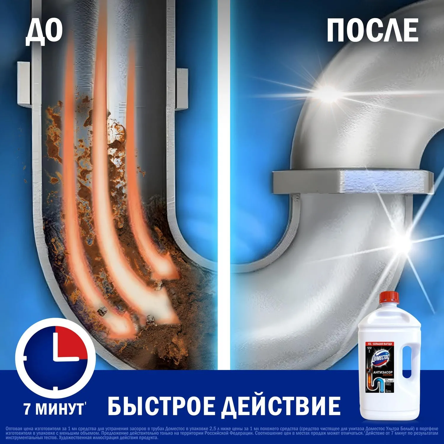 Средство для прочистки труб Доместос  Антизасор 2,5л - фото 4