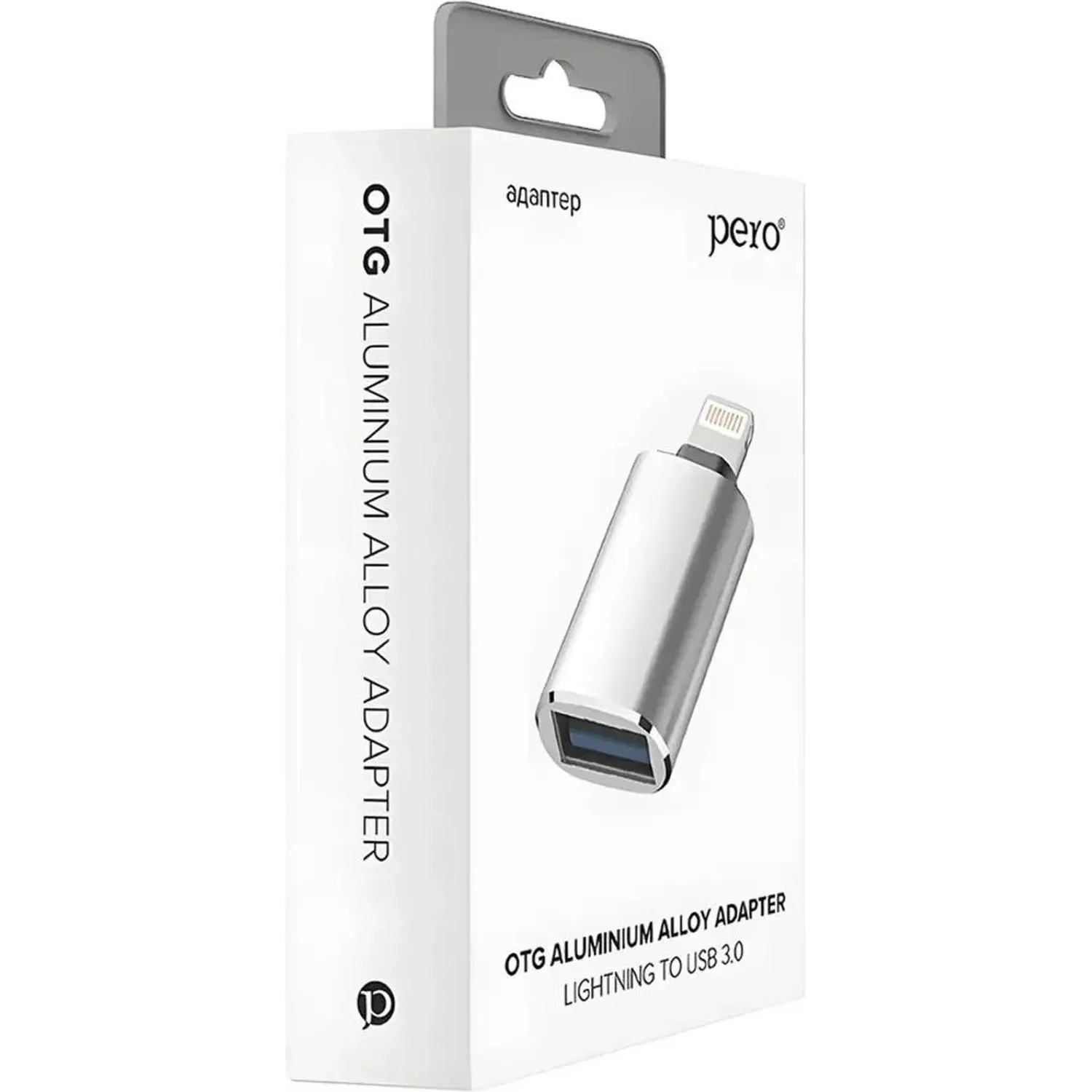 Адаптер PERO AD02 OTG LIGHTNING TO USB 3.0, серебристый - фото 3