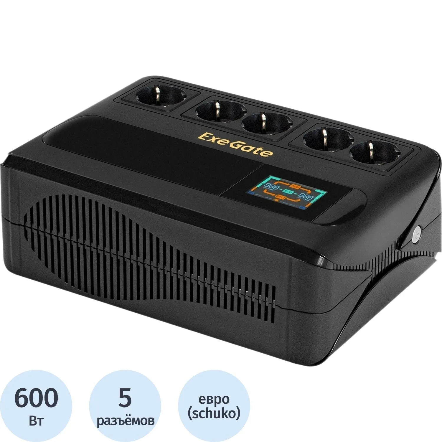 ИБП ExeGate NEO Smart BU-1000,лин.инт,1000ВА/600Вт AVR, 5xEURO(EX295686RUS) - фото 1