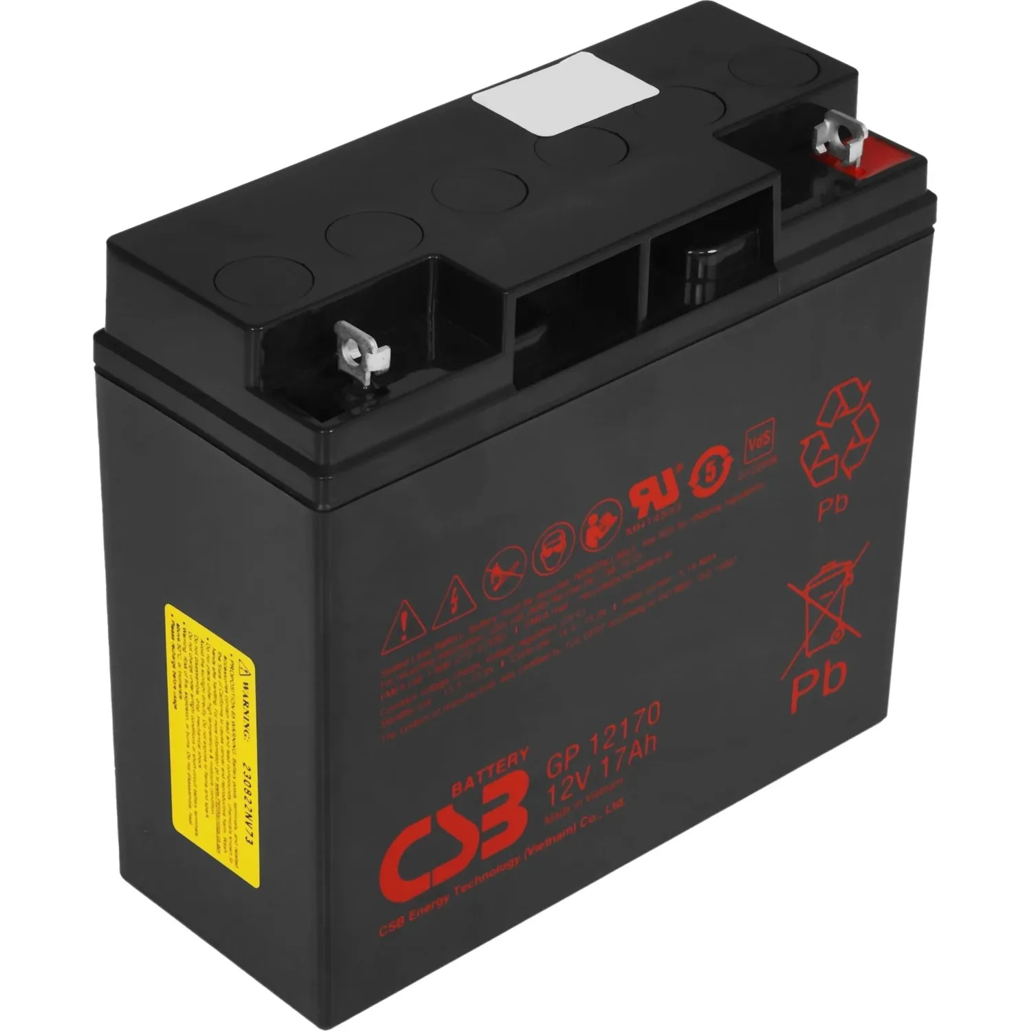 Батарея для ИБП CSB серия GP, GP12170 B3 CSB, 12В/17Ач, болт М6 - фото 1