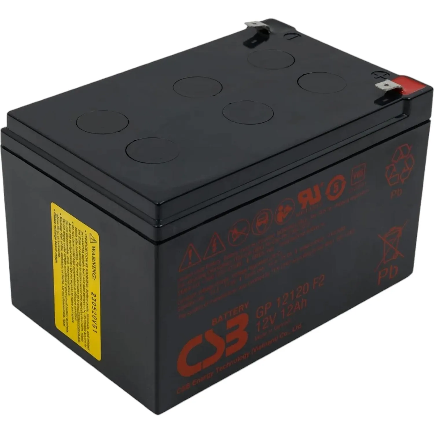 Батарея для ИБП CSB серия GP, GP12120 F2 CSB, 12В/12Ач, клеммы F2 - фото 1