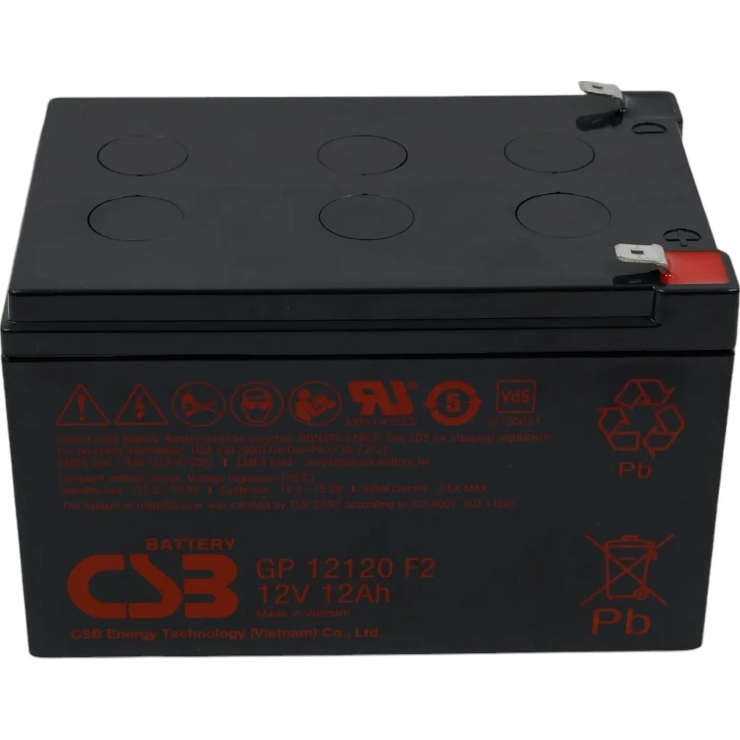 Батарея для ИБП CSB серия GP, GP12120 F2 CSB, 12В/12Ач, клеммы F2 - фото 2