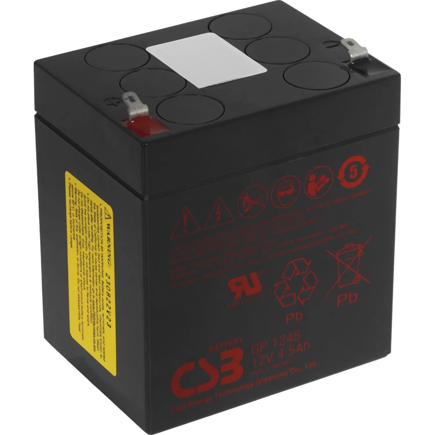 Батарея для ИБП CSB серия GP, GP1245 (12V16W) CSB , 12В/4Ач - фото 1