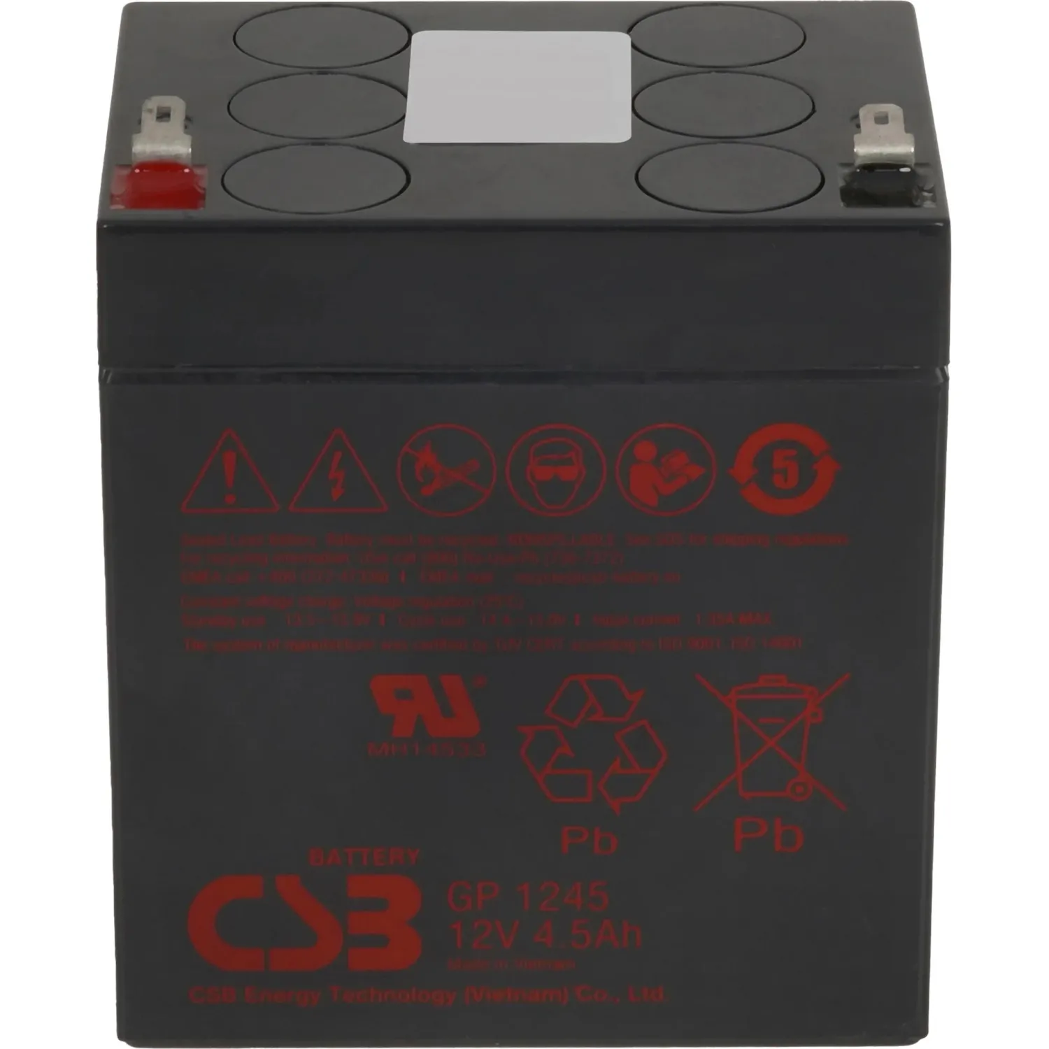 Батарея для ИБП CSB серия GP, GP1245 (12V16W) CSB , 12В/4Ач - фото 2