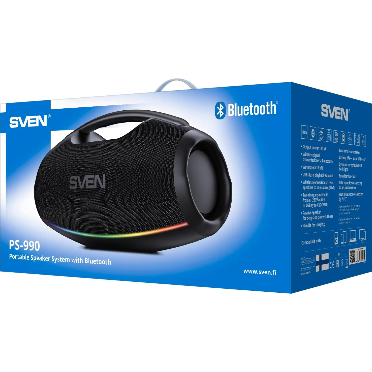 Акустическая система Sven PS-990, 2x90 Вт, IPx7, TWS/Bt/USB, встр аккум - фото 5