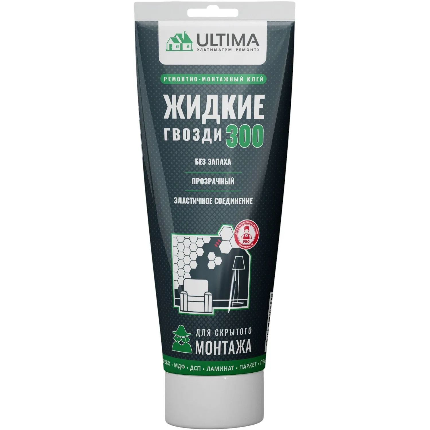 Клей акриловый ULTIMA 300 для скрытого монтажа прозрачный 250мл - фото 1