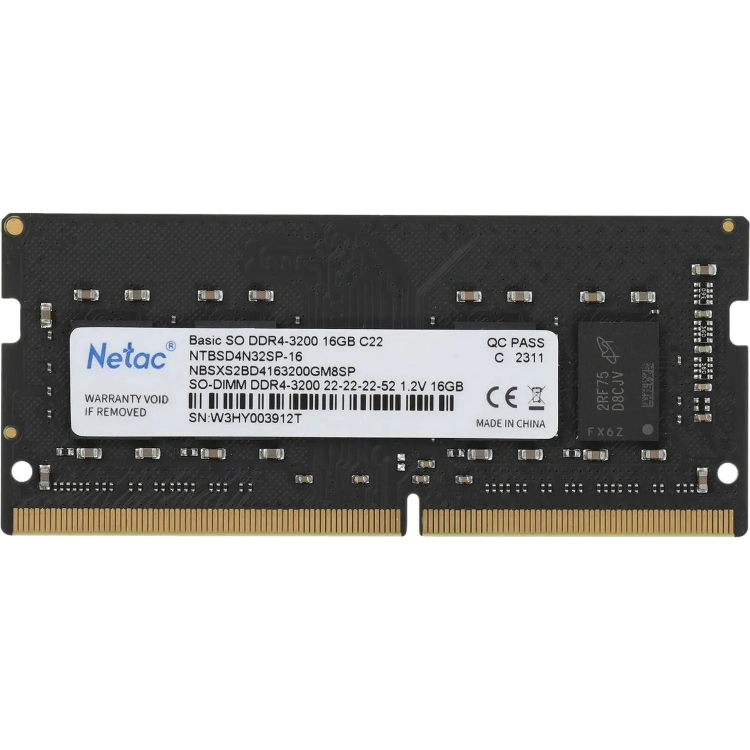 Модуль памяти Netac SO-DIMM DDR4 16Gb, 3200Мгц (NTBSD4N32SP-16) - фото 1