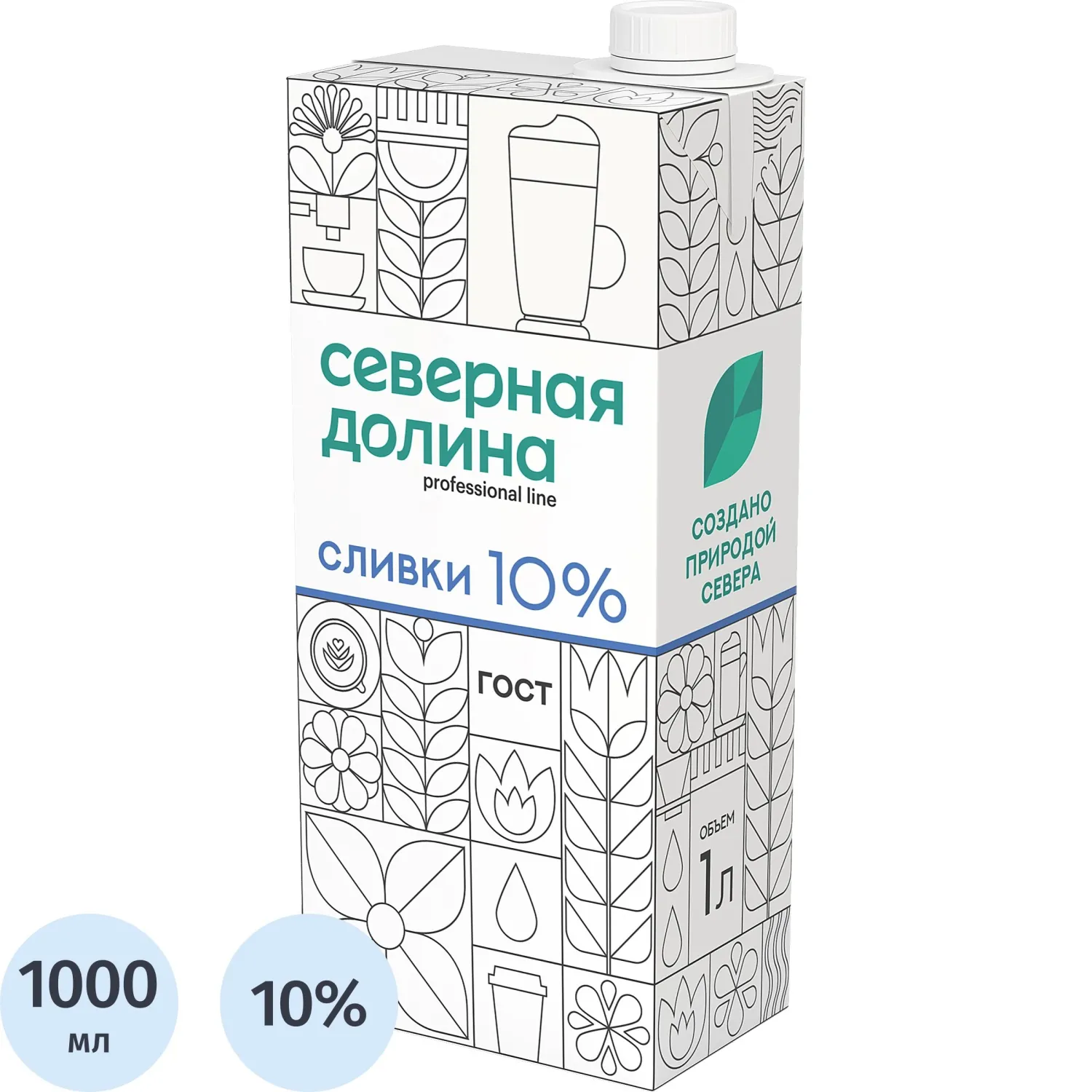 Сливки Северная Долина (Prof) ультрапастериз 10% 1л - фото 1