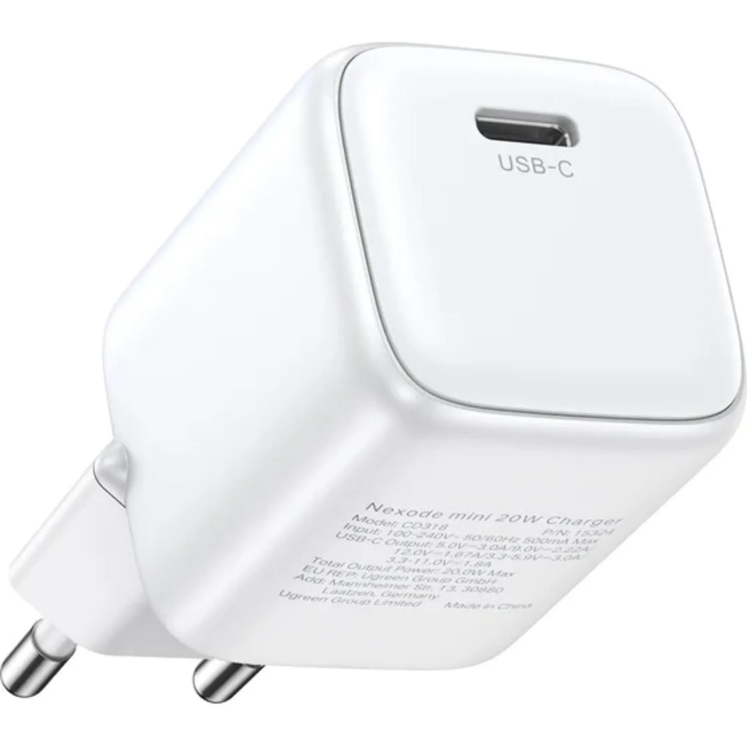 Зарядное устройство сет. UGREEN CD318 (15324)Nexode 20W USB-C PD GaN белый - фото 2