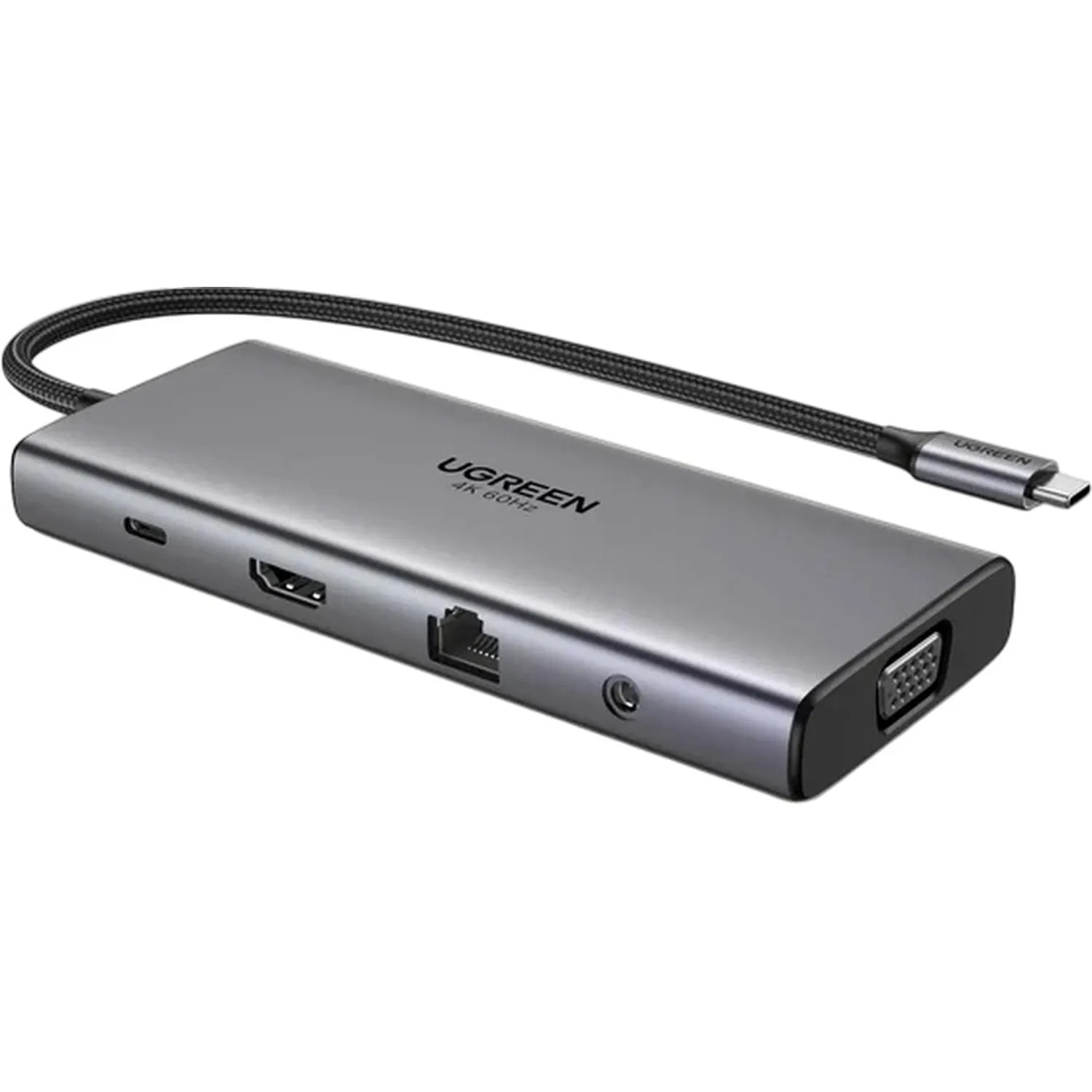 Разветвитель USB UGREEN CM639(45520)11в1 HDMI+VGA+RJ45+SD/TF+AUX+PD сер - фото 1
