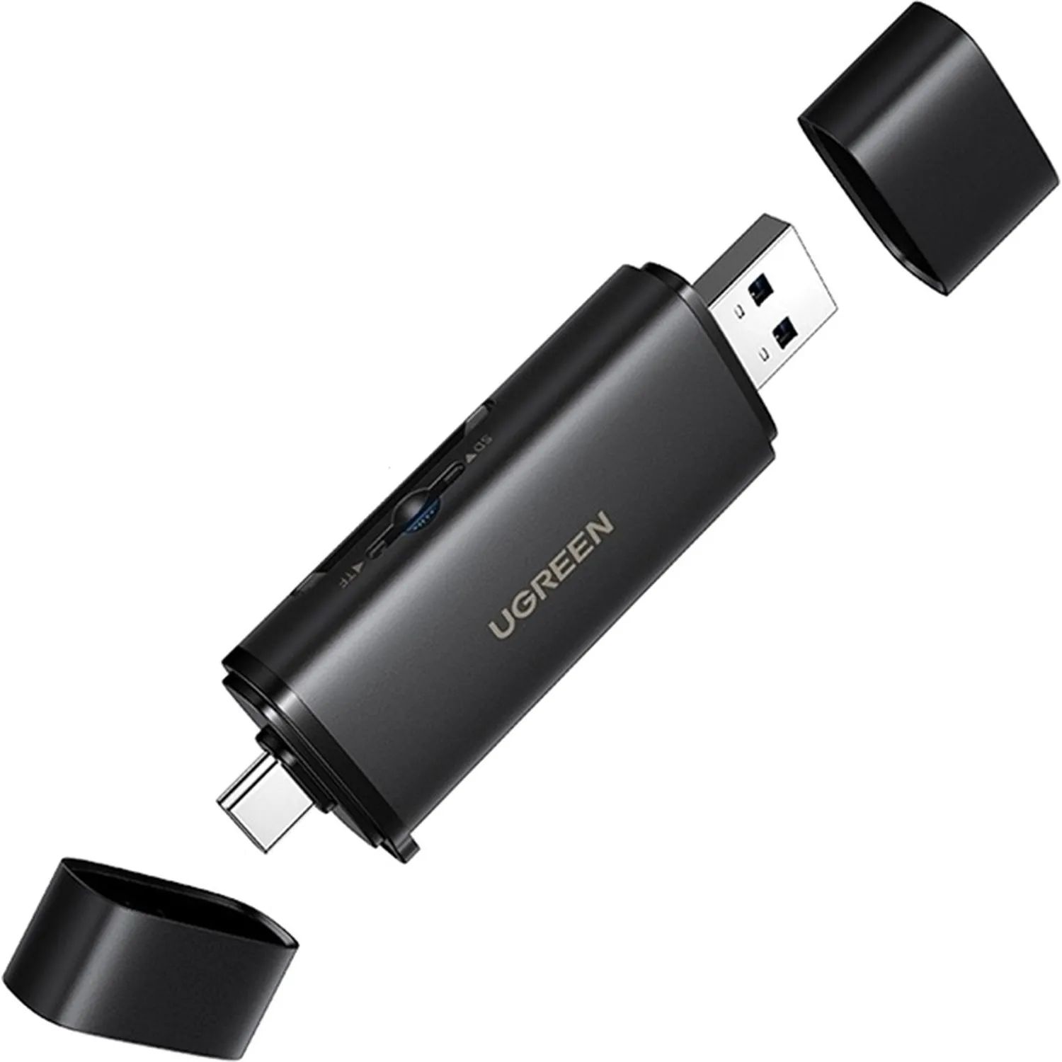 Картридер UGREEN CM803 (65024)на два слота 2-in-1 USB-C - USB-A SD черный - фото 1