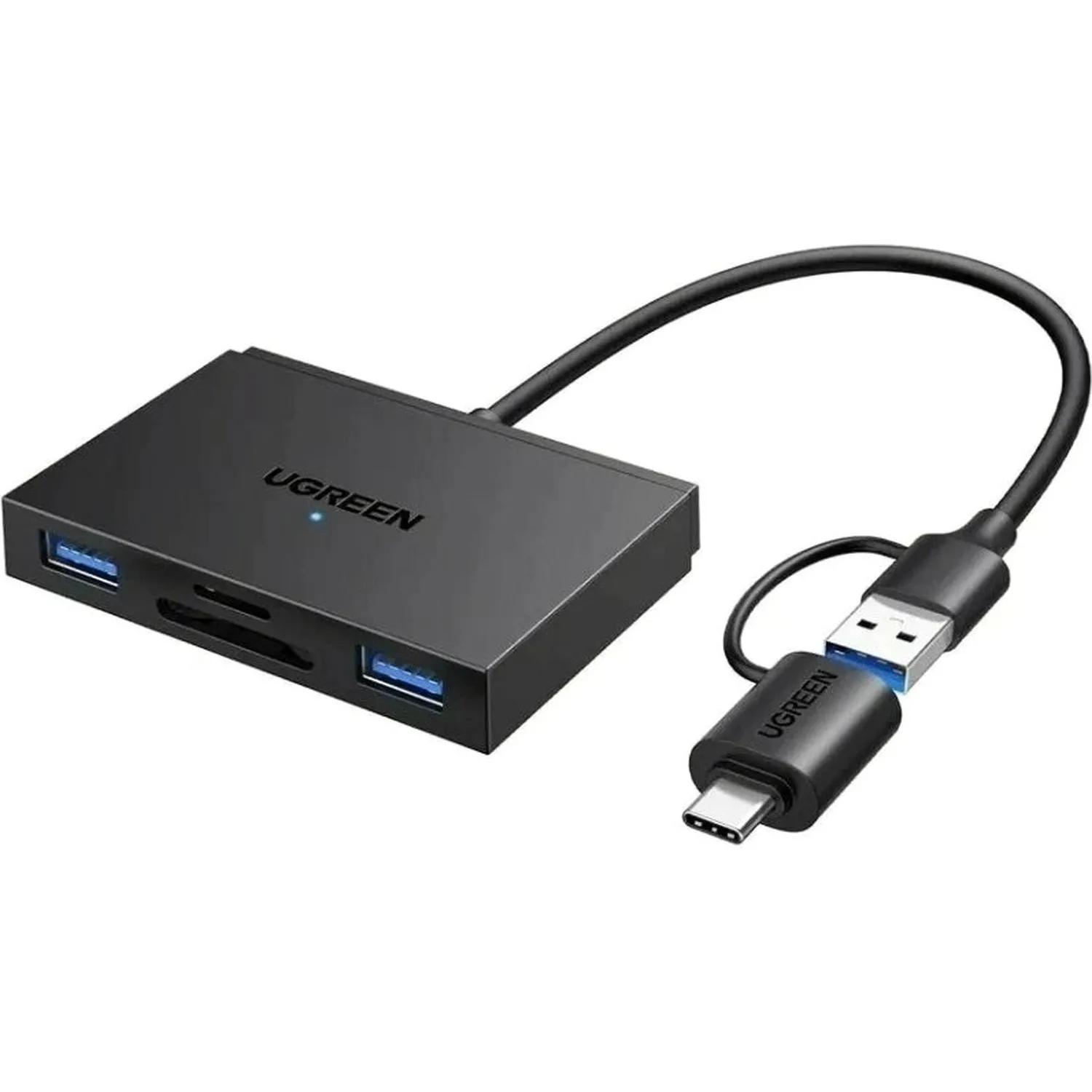 Картридер UGREEN CM812 (45167) 4-in-1 MicroSDxUSBxUSB-CxSDXCxSDHC черный - фото 1