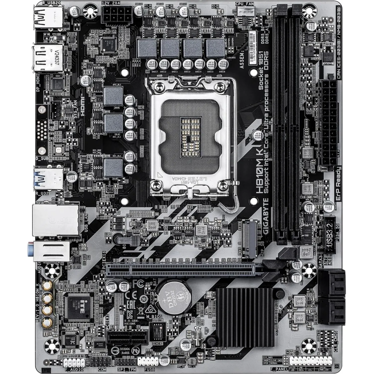 Материнская плата Gigabyte H810M K, LGA1851, H810, 2xDDR5, mATX - фото 2