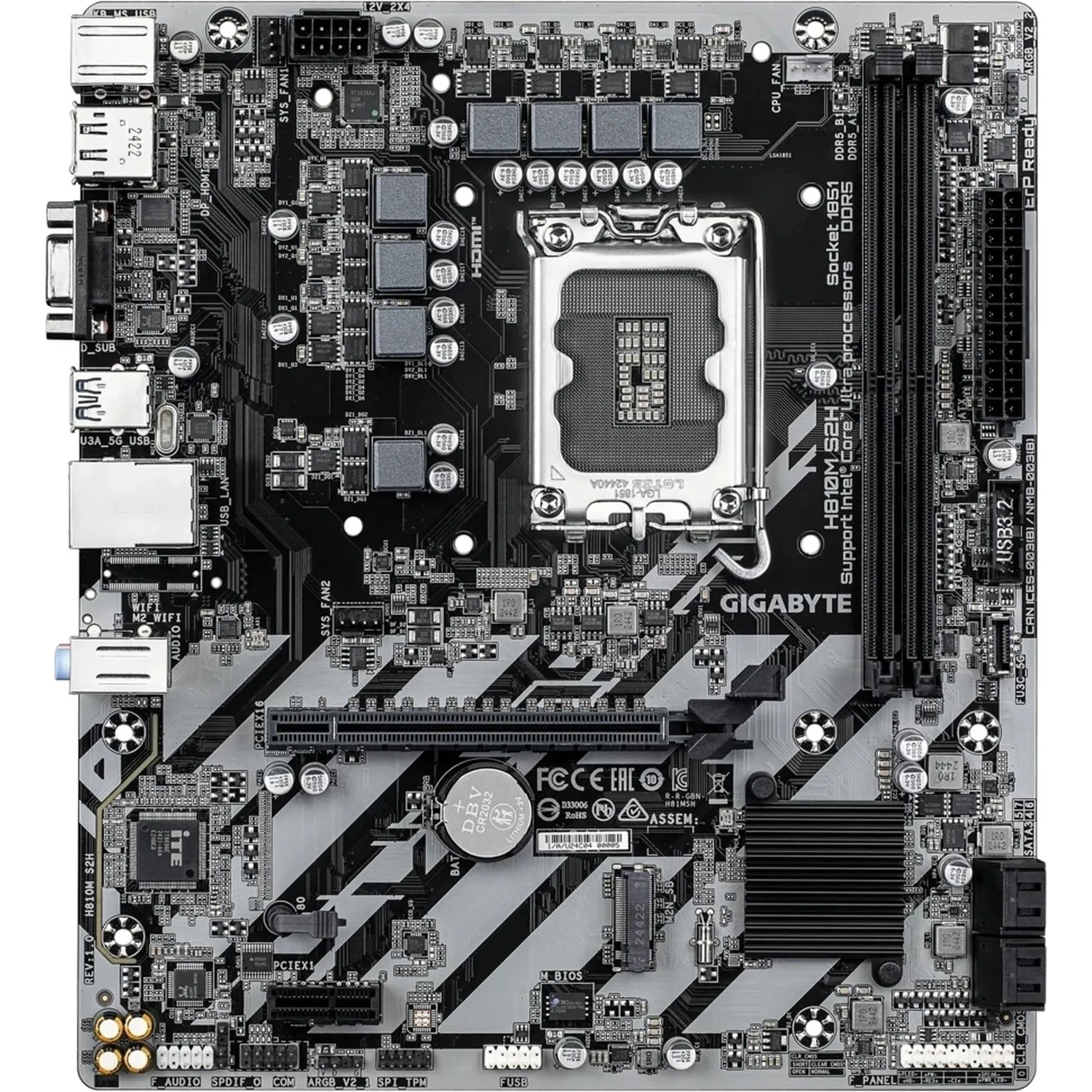Материнская плата Gigabyte H810M S2H, LGA1851, H810, 2xDDR5, mATX - фото 2