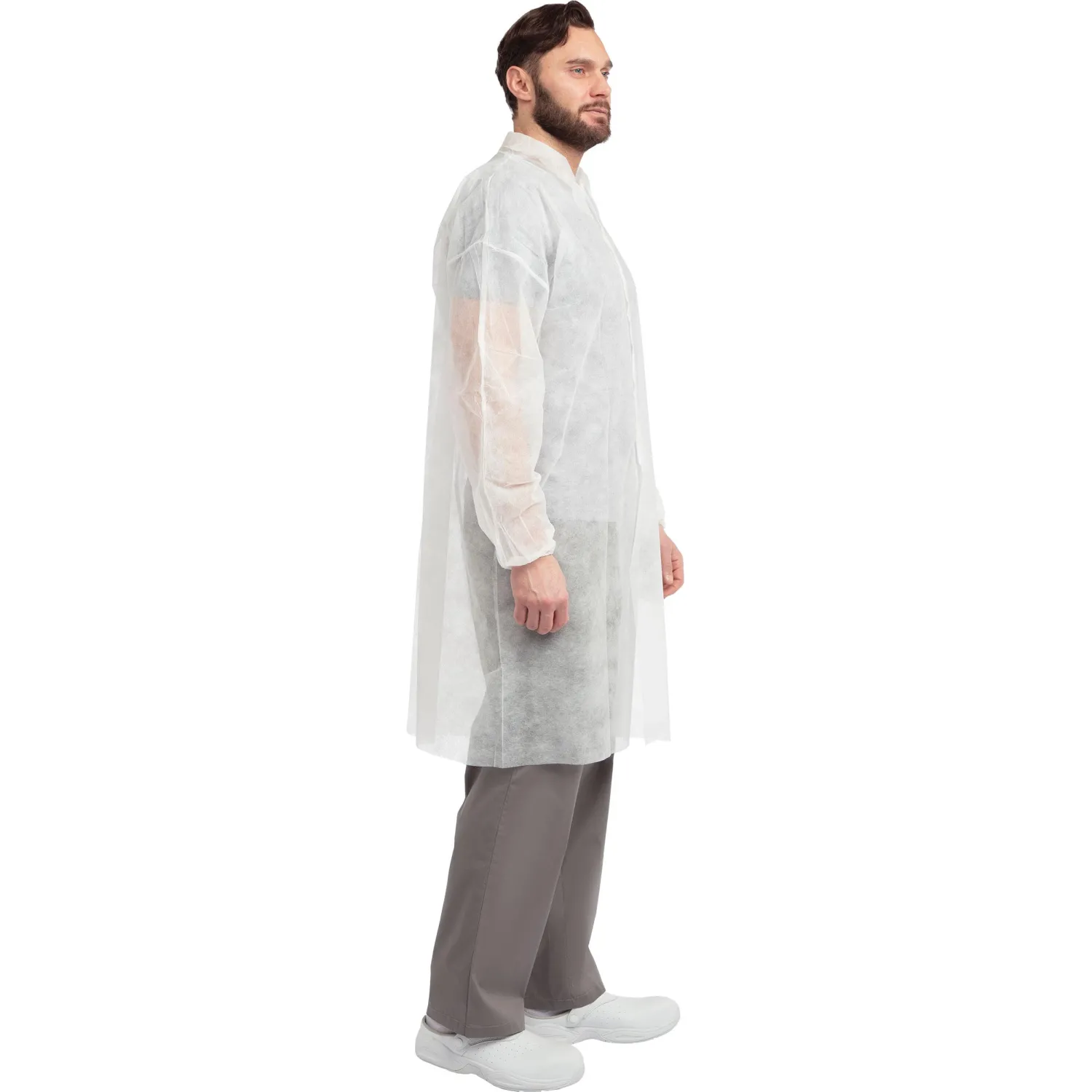 Халат на липучках 20гр/м2 р.XXL, белый, (10шт/упак),арт.406-878-003,к - фото 4
