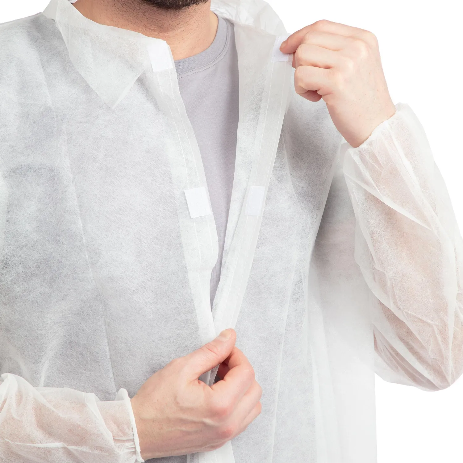 Халат на липучках 20гр/м2 р.XXL, белый, (10шт/упак),арт.406-878-003,к - фото 7