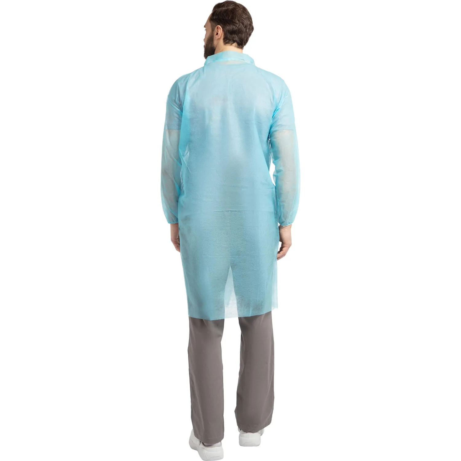 Халат на липучках 20гр/м2 р.XL, голубой (10шт/упак),арт.406-878-006,к - фото 5