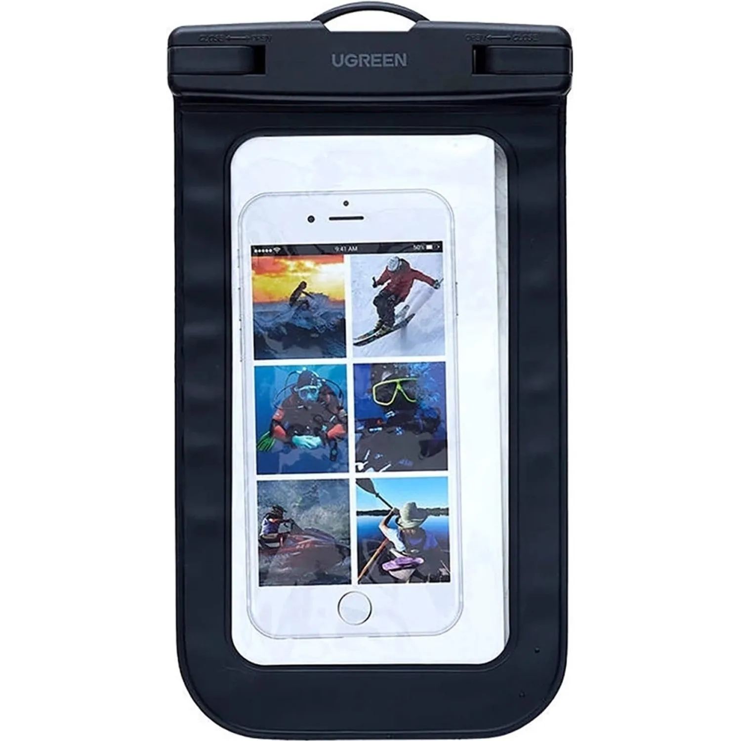 Чехол UGREEN LP716 (45181)для телеф. Waterproof Phone Pouch черный(защелка) - фото 1