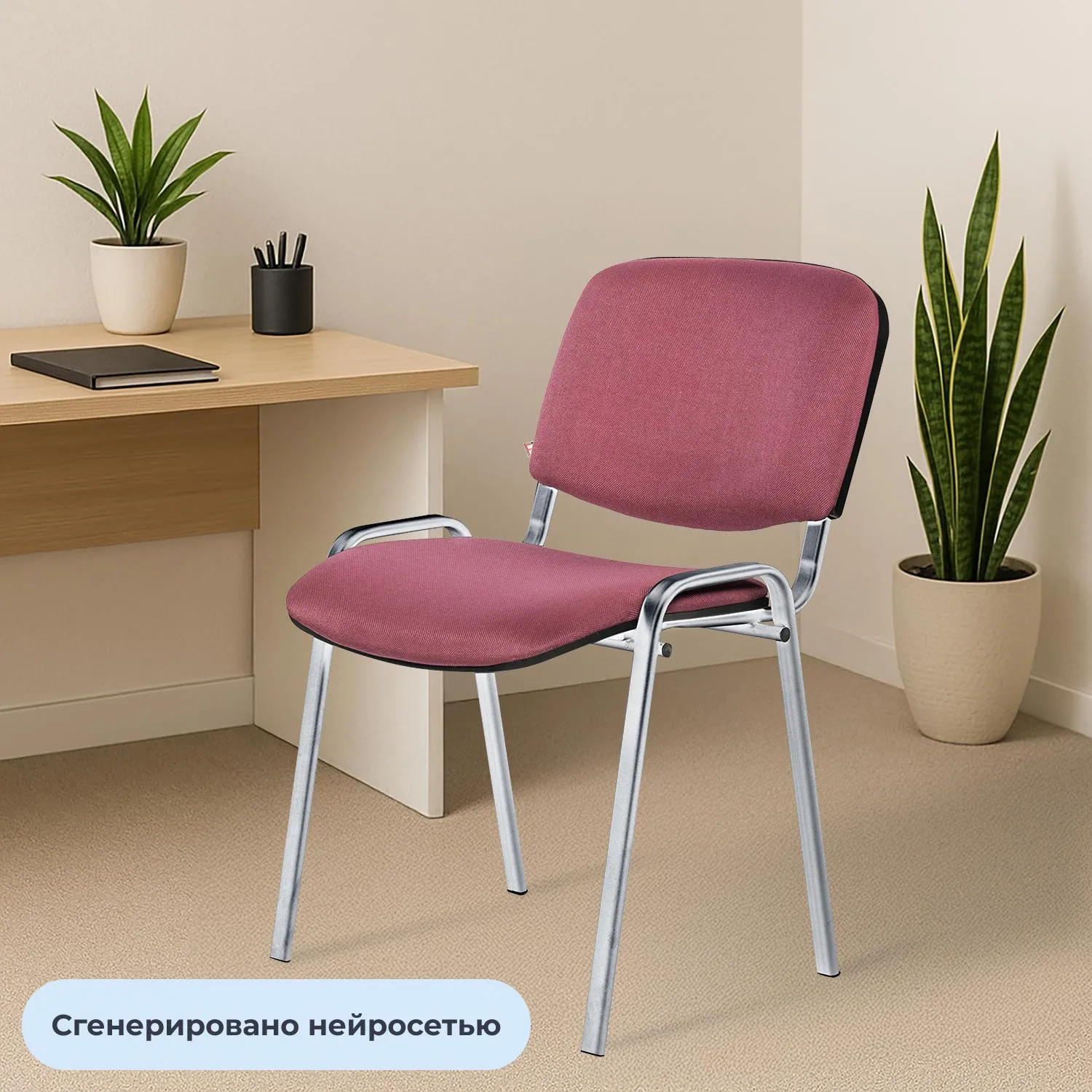 Стул UA_EChair Rio(ИЗО/ISO) хром, ткань бордовый С-29, поперечина 18 - фото 3