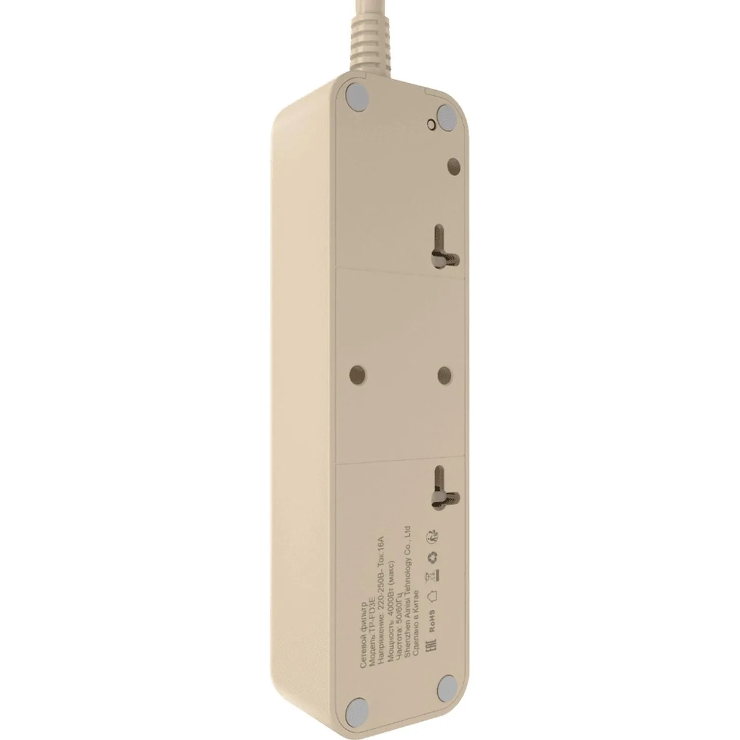 Сетевой фильтр AGNI 3/2м,слоновая кость(TP-FD3E-2m-ivory) - фото 2