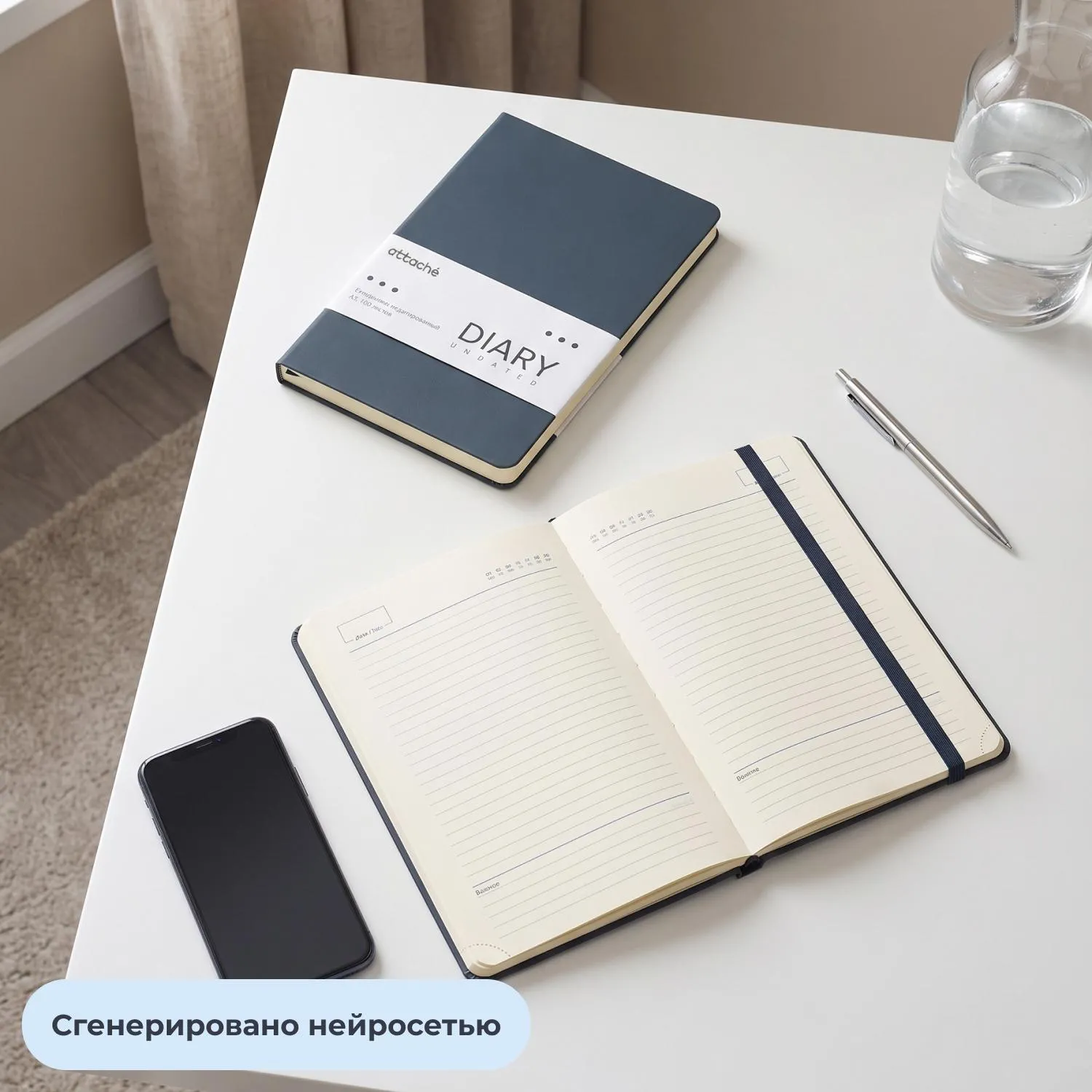 Ежедневник недатированный Attache АУРА А5 138x213мм 160л синий - фото 20