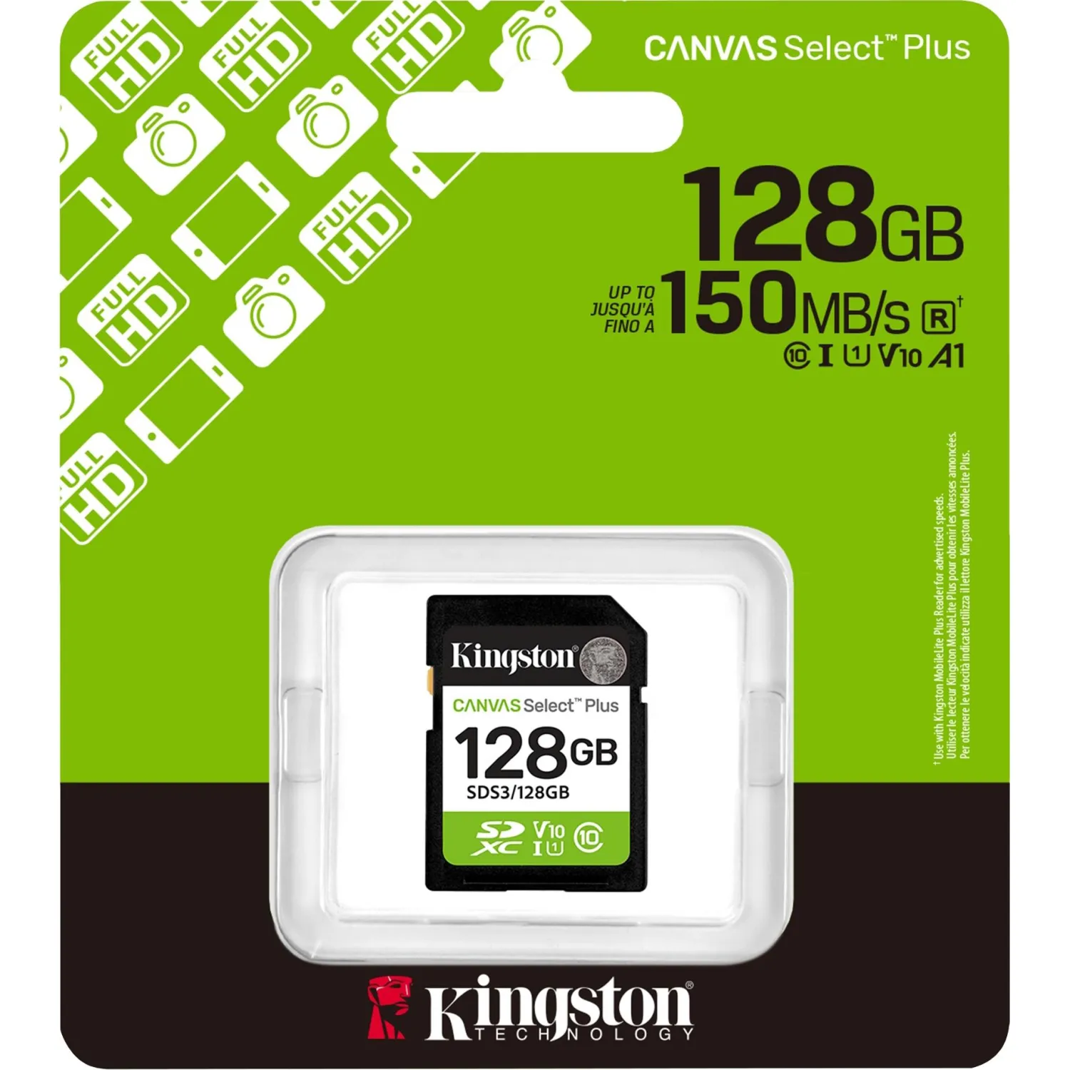 Карта памяти SDXC Kingston, 128GB, Canvas Select Plus Gen3 SDS3/128GB - фото 3