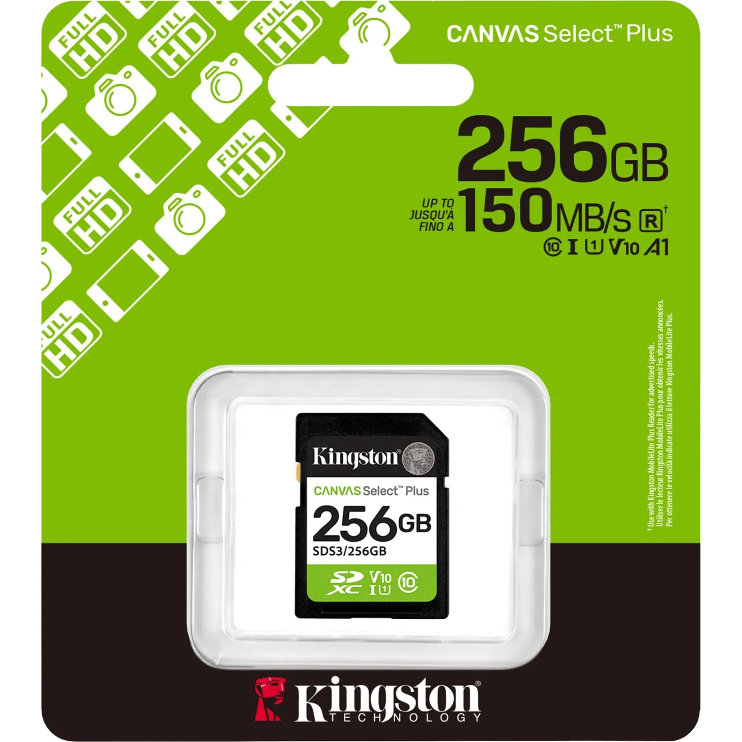 Карта памяти SDXC Kingston, 256GB, Canvas Select Plus Gen3 SDS3/256GB - фото 3