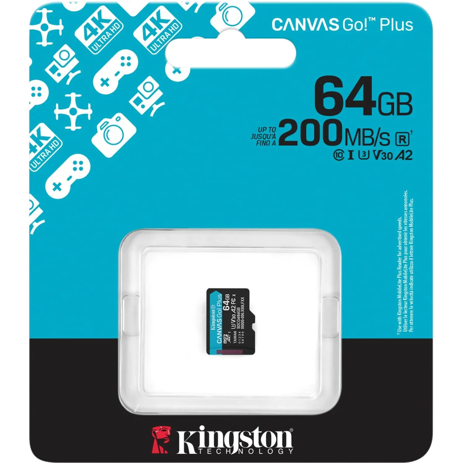 Карта памяти microSDXC Kingston SDCG4/64GBSP 64G Go Plus G4 200R V30 - фото 3