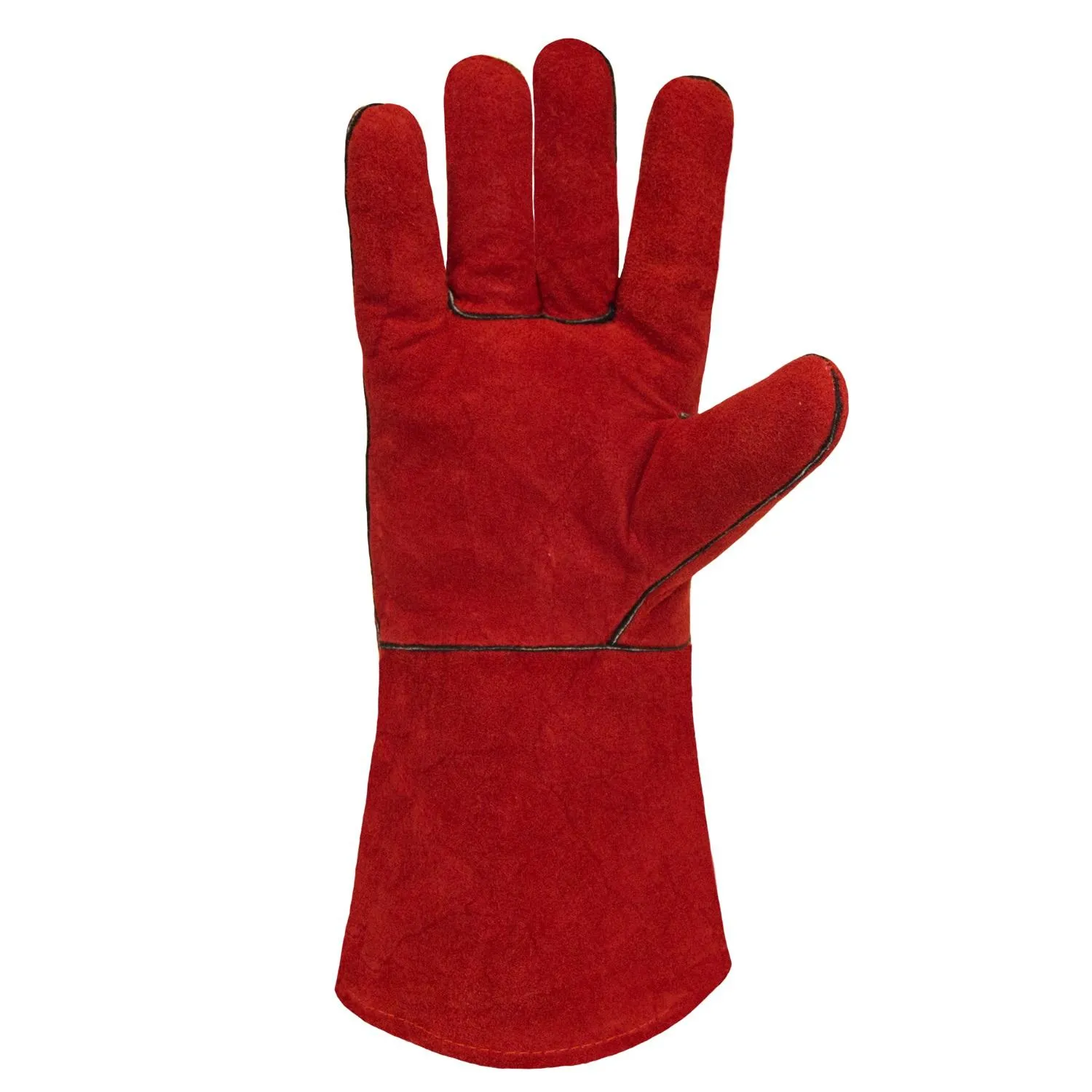 Краги спилковые пятипалые КЕ1470 красные с подкл. (12 пар/уп) - фото 3