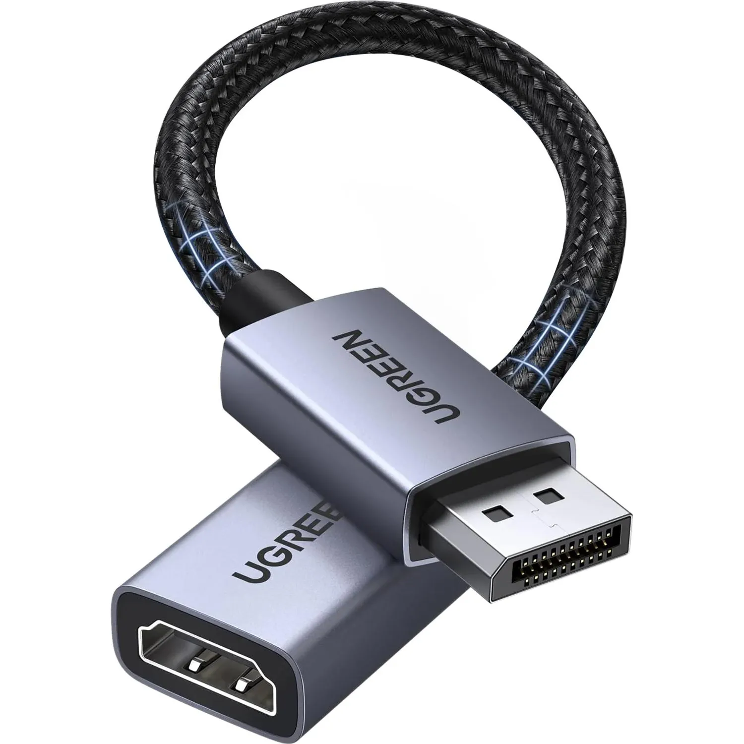 Кабель UGREEN DP133 (65982S) DisplayPort - HDMI 4K 20см. серый космос - фото 2