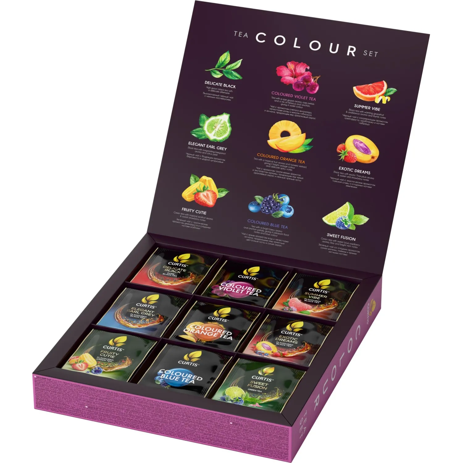 Чай Curtis Colour tea set ассорти 9 вкусов пакет 45 сашет - фото 2