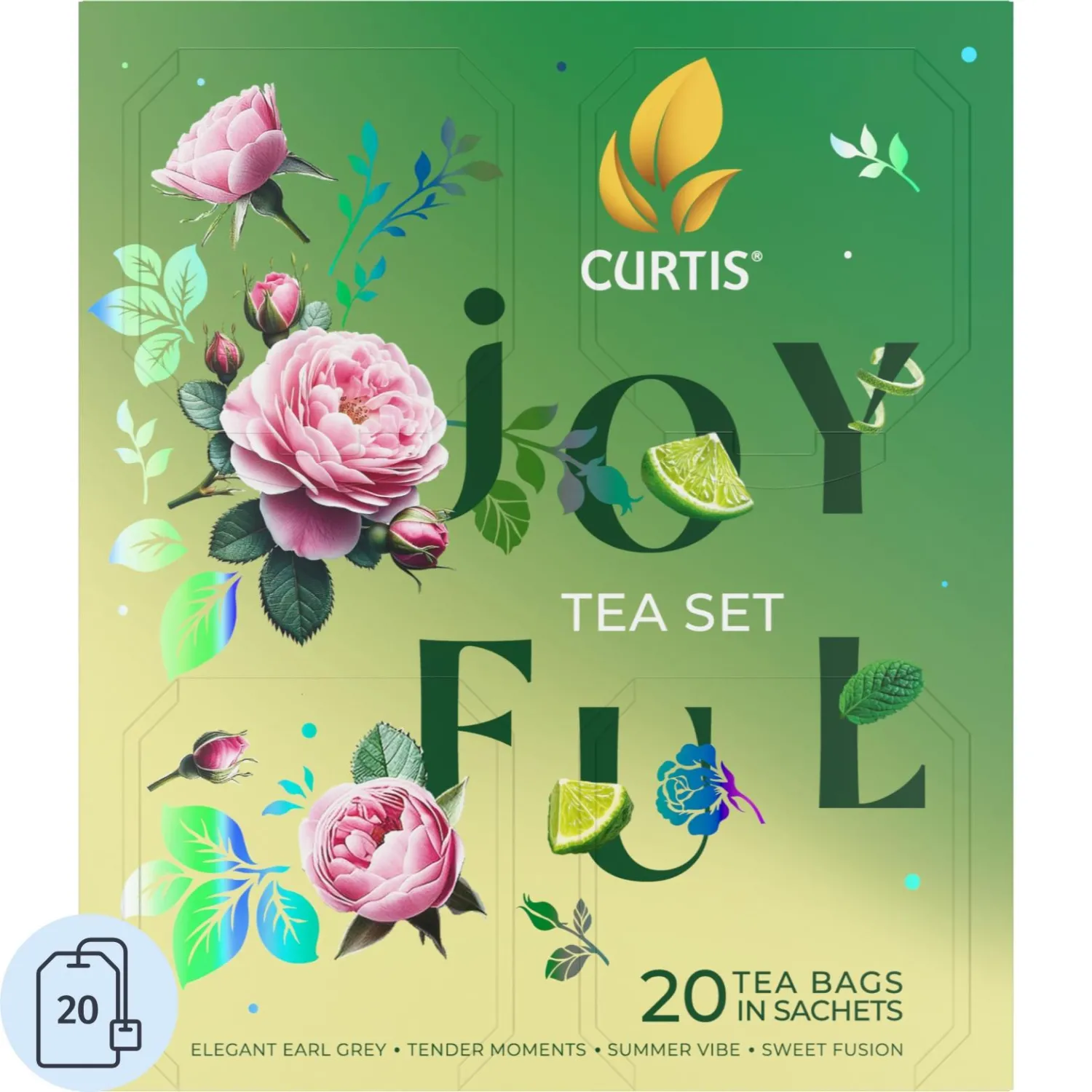 Чай Curtis Joyful Tea Set ассорти 4 вкуса 20 сашет - фото 1