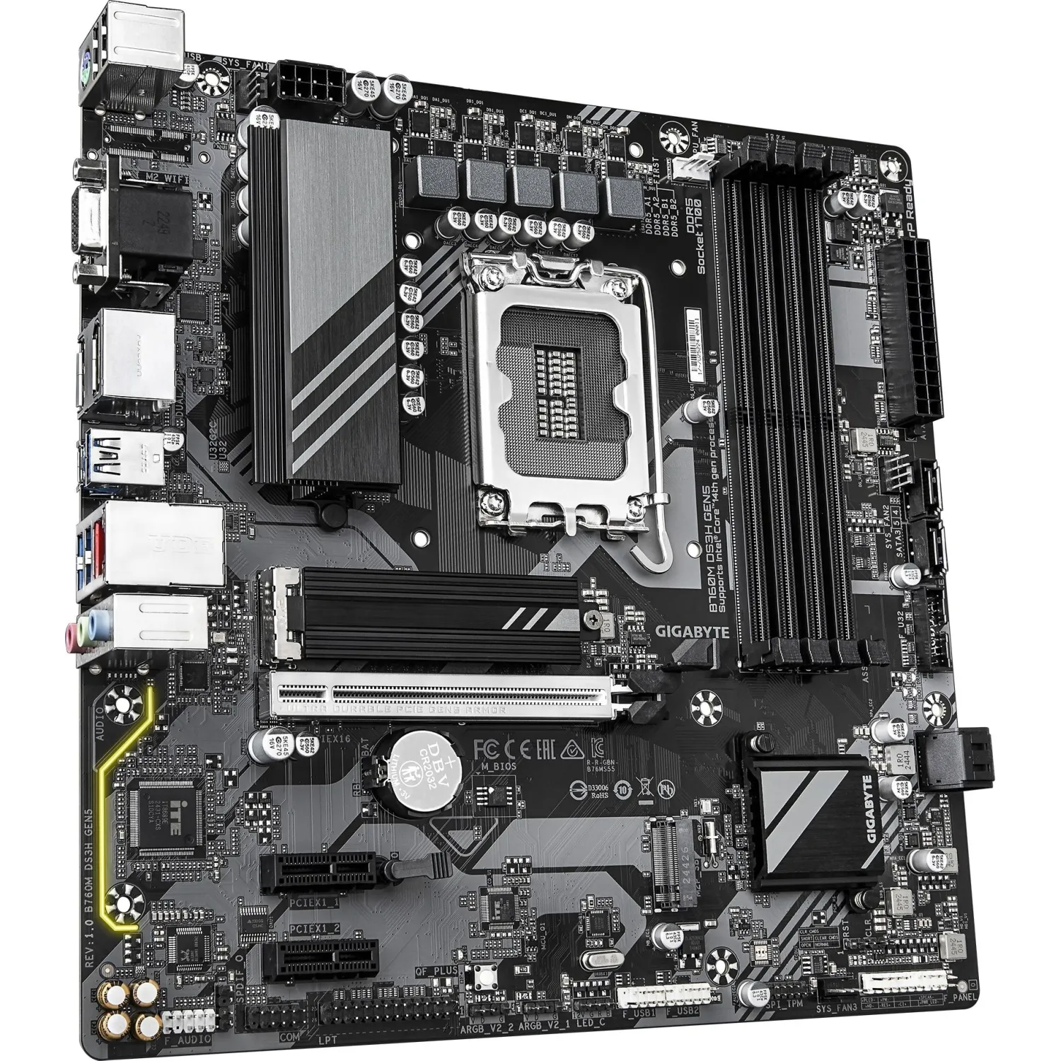 Материнская плата Gigabyte B760M DS3H GEN5, s1700, B760, 4xDDR5, mATX - фото 1